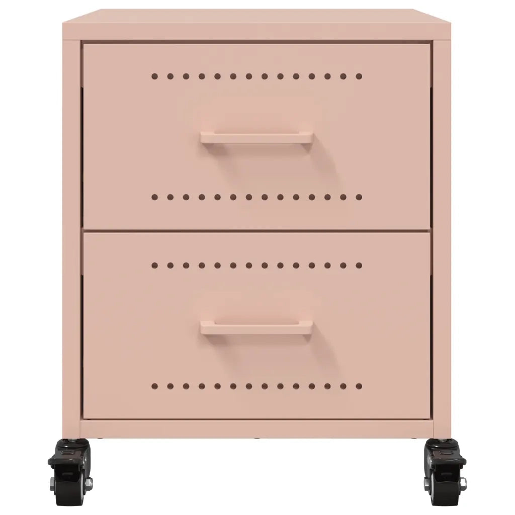 Set di 2 Comodini | Armadio da Notte | Mobiletto da notte Rosa 36x39x43,5 cm in Acciaio