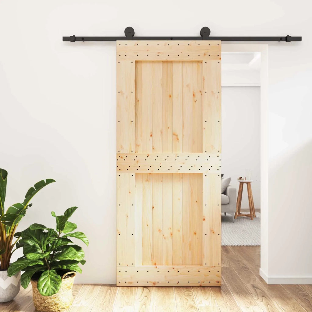 Porta scorrevole Naturale e Nero 90 x 210 cm 3444995