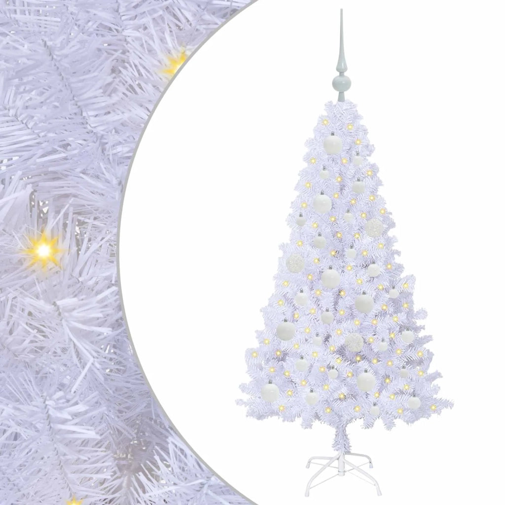 Albero di Natale Artificiale-Albero Natalizio Bianco 120 cm PVC e Acciaio 407119