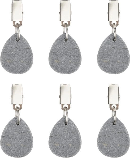 6 accessori di appendi tovaglie per tavolo in pietra naturale, robusti, con clip in marmo, appendi tende e accessori di appendi per feste, picnic e matrimoni - grigio
