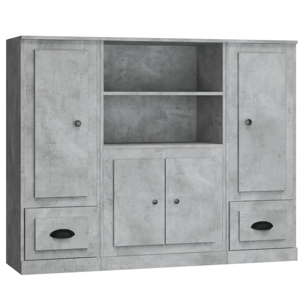 Credenze 3 pz Grigio Cemento in Legno Multistratocod mxl 125352
