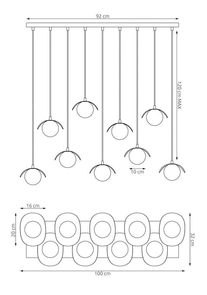 Lampadario RITUAL Emibig 9xG9 sfere vetro bianco decorativo