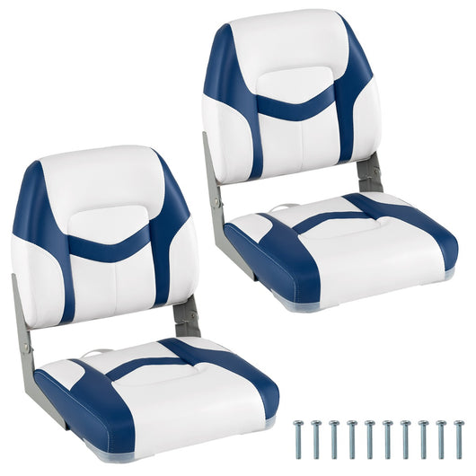 Set di 2 sedili per barca con imbottitura spessa in spugna, Sedili pieghevoli per cabina in pelle PVC impermeabile Blu-Sport acquatici