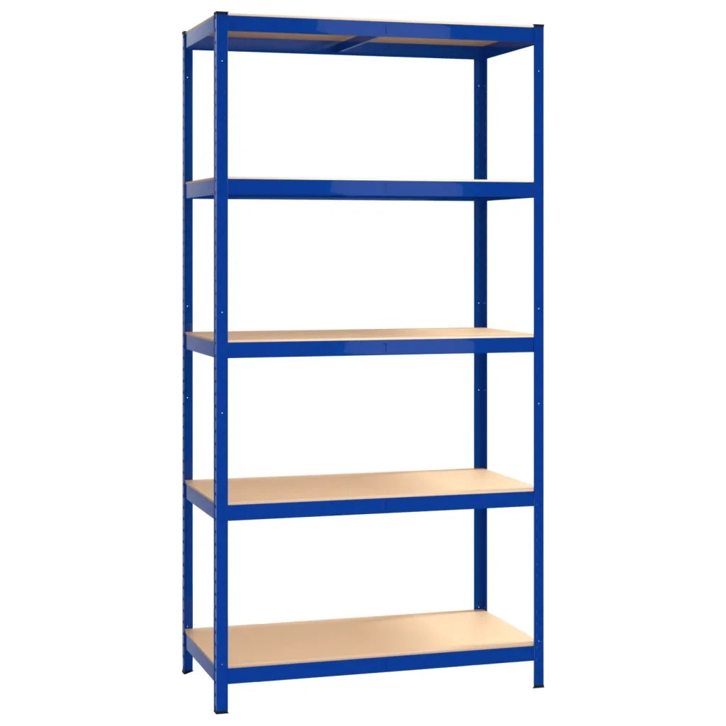Mensole a 5 Ripiani 2pz Blu in Acciaio e Legno Multistrato cod mxl 39053