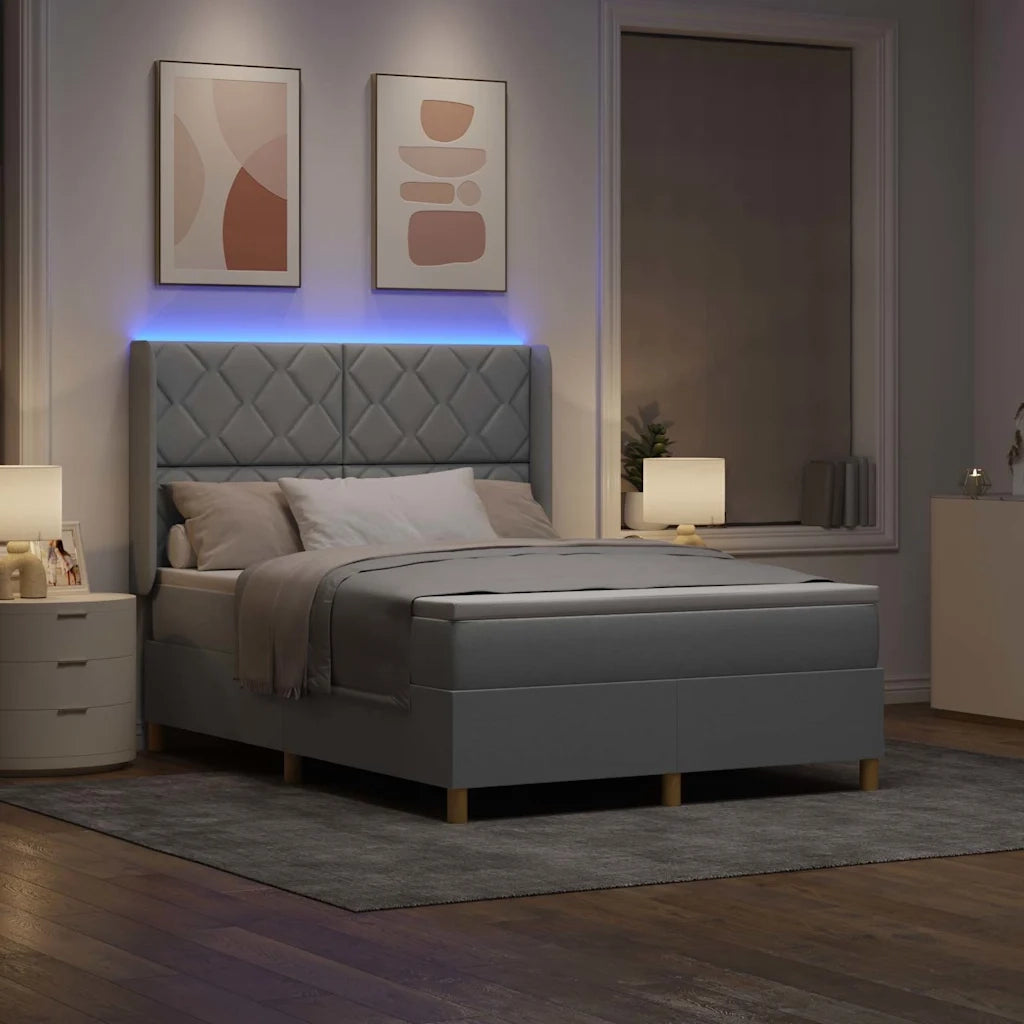 Letto a molle con testiera Grigio chiaro 140 x 200 cm Tessuto 3343756