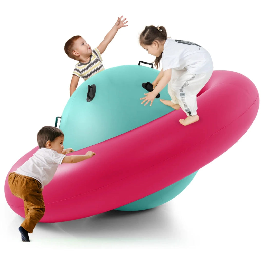 Palla gonfiabile 233 x 123 cm per 3 bambini con maniglie ergonomiche e area di gioco attiva in PVC rosso 20_0010534