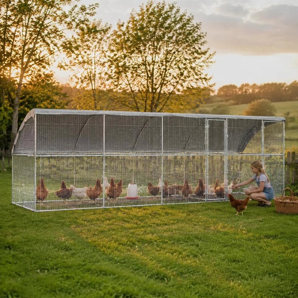 Chicken Cage, Silver, 800 X 200 X 198.5 Cm, Galvanized Steel