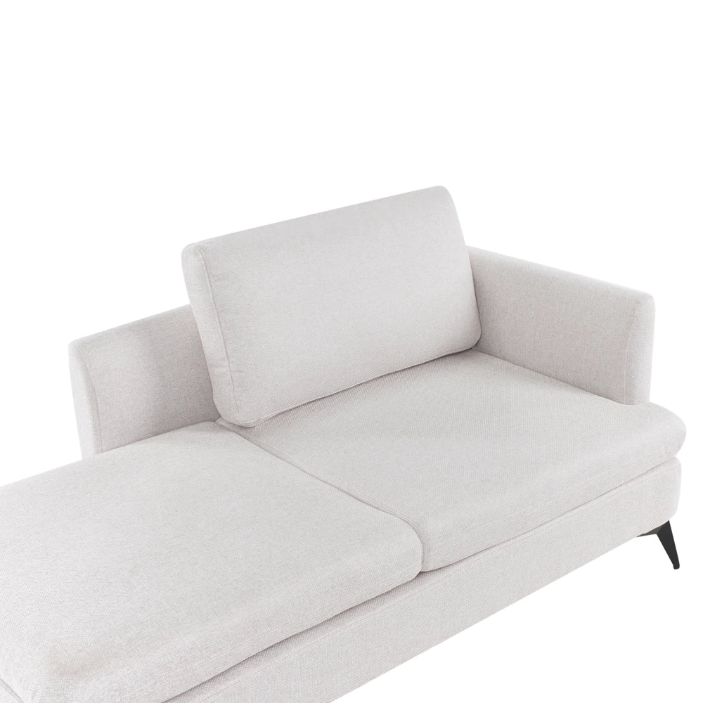 Chaise Lounge Beige Chiaro Rivestimento in tessuto poliestere lato destro con cuscino decorativo Gambe in metallo Soggiorno di design moderno