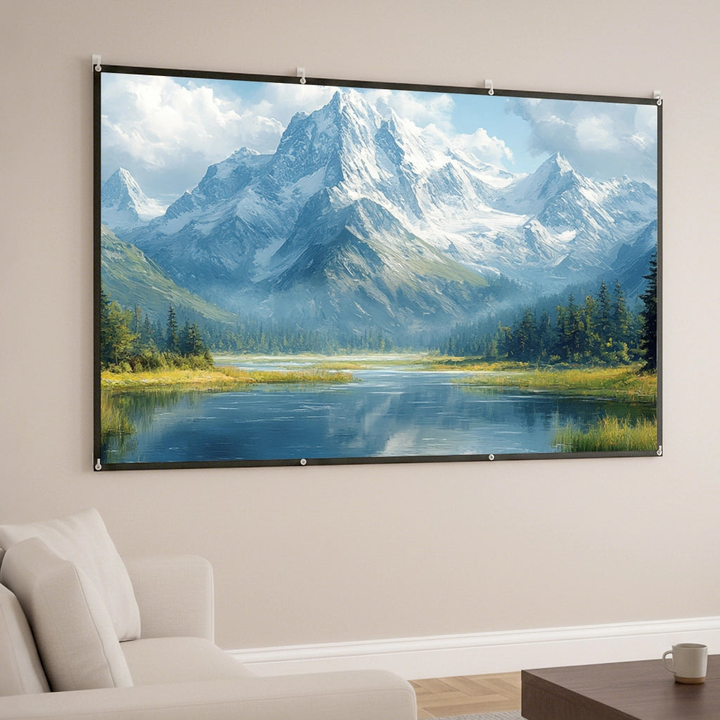 Telo per Proiettore 120" 16:9 HD 4K-8K Pieghevole e Portatile Antipiega e Lavabile Bianco
