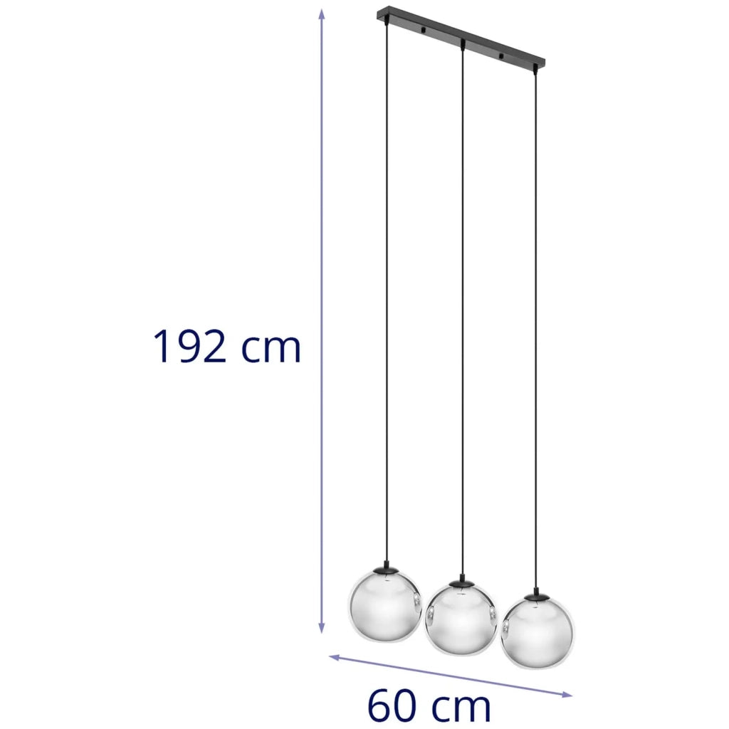 Plafoniera con 3 lampadine vetro ferro cromo nero argento 14_0009521