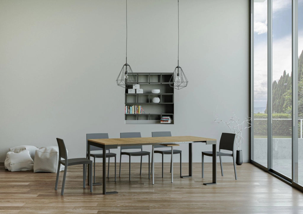 Consolle allungabile 90x40/300 cm Tekno Evolution Quercia Natura telaio Antracite