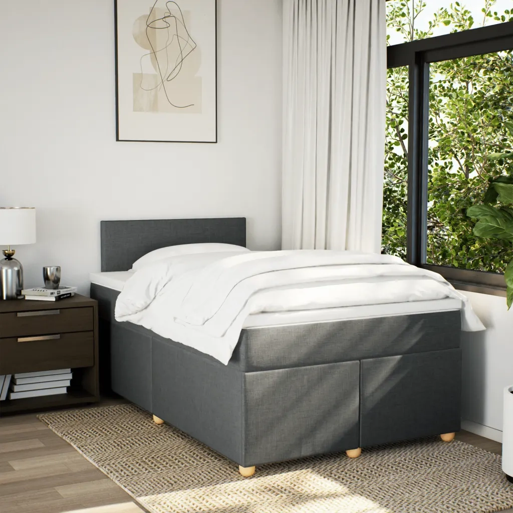 Giroletto a Molle con Materasso Grigio Scuro 120x190cm Tessuto 3288913
