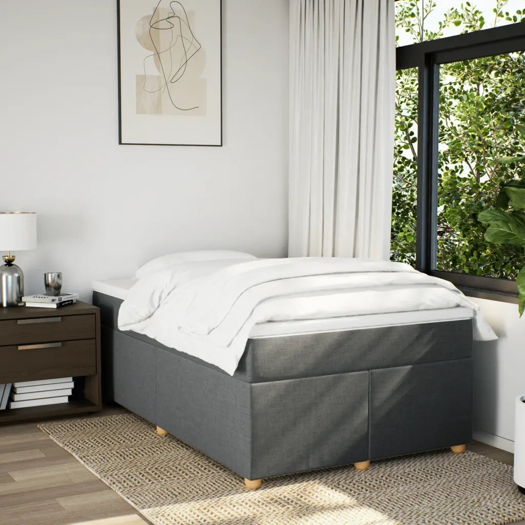 Giroletto a Molle con Materasso Grigio Scuro 120x200 cm Tessuto