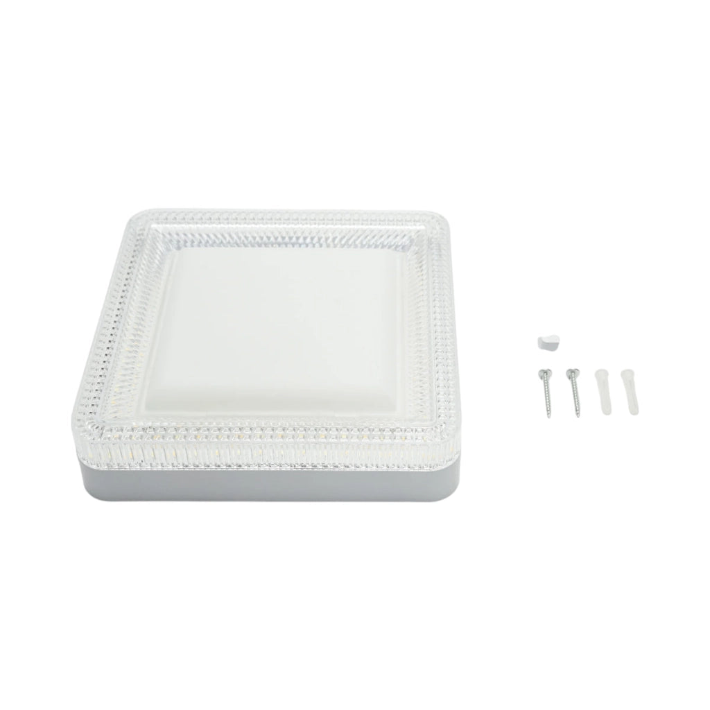 Plafoniera LED 24W, 220V, luce regolabile 3CCT 3000K/4000K/6500K, corpo quadrato 180x180x40mm, IP20