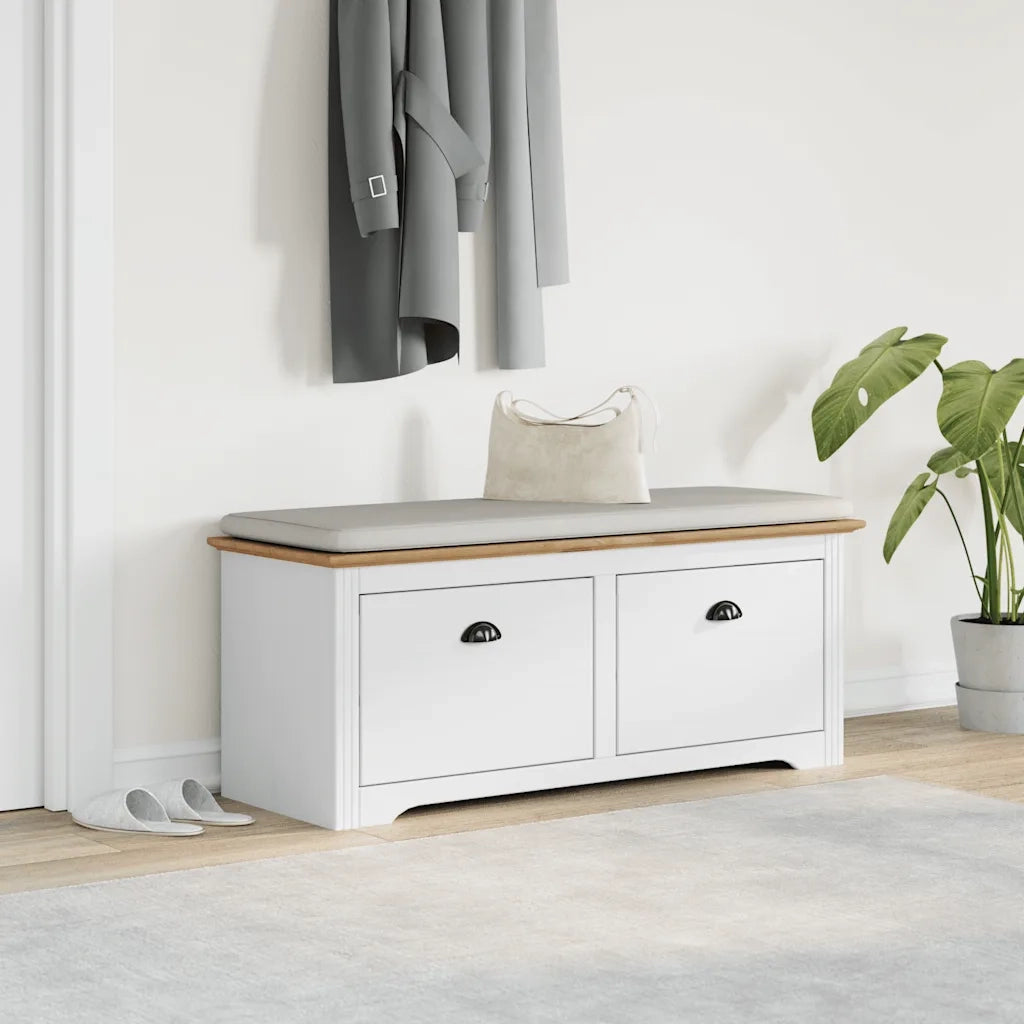 vidaXL Panca da Ingresso BODO Bianca e Marrone 114x40x45 cm