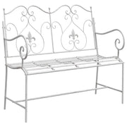 Panchina da Giardino | Panca da Giardino Bianco Antico 104 x 54 x 93 cm Acciaio
