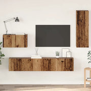 Mobile TV da Parete 4 pz-Set di 4 Mobile TV a Muro-Credenza TV Legno vecchio Legno multistrato 527778