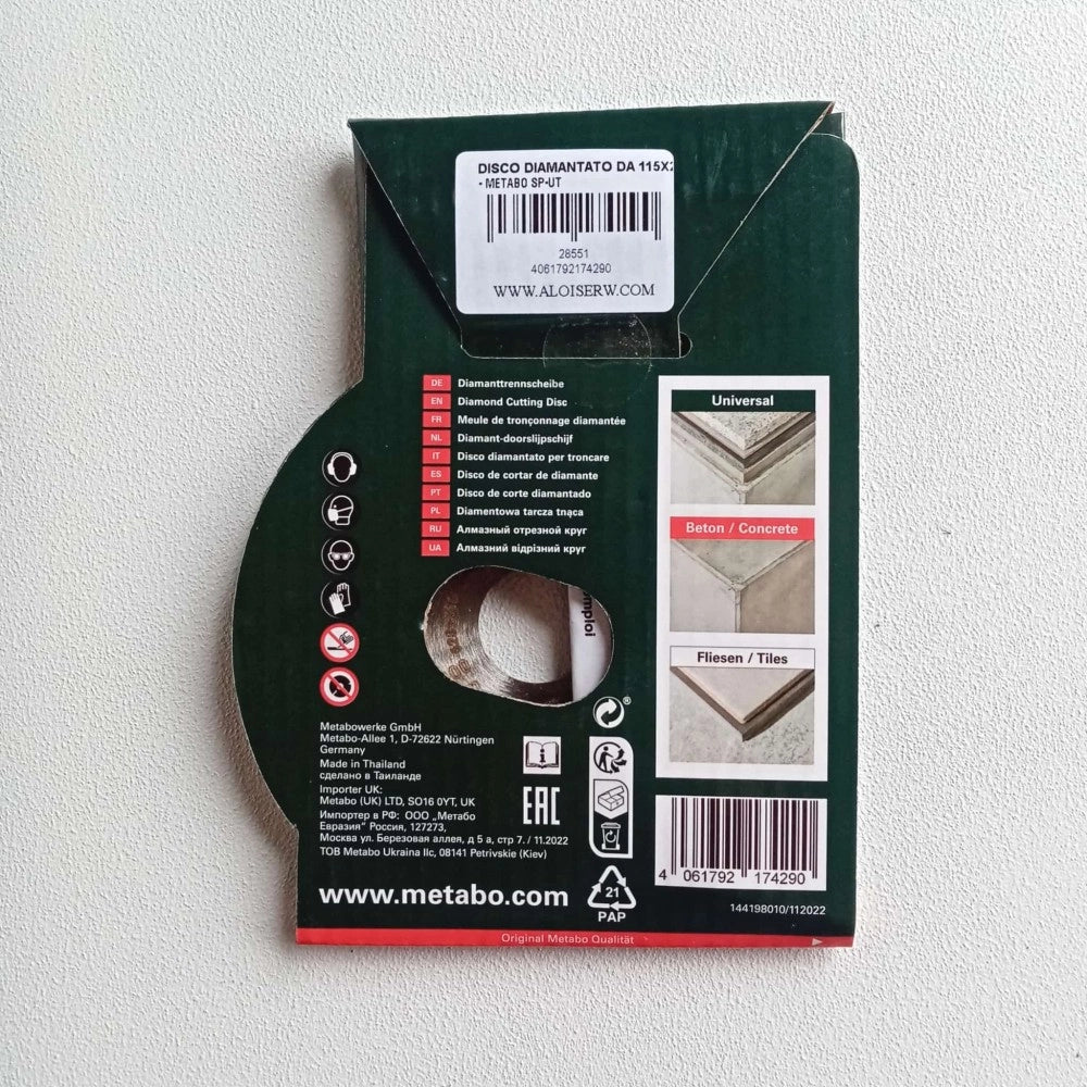 Metabo 115x22,23mm sp-ut universal turbo disco diamantato per edilizia