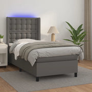 Giroletto Molle con Materasso e LED-Struttura Letto con LED Grigio 80x200cm Similpelle 303154
