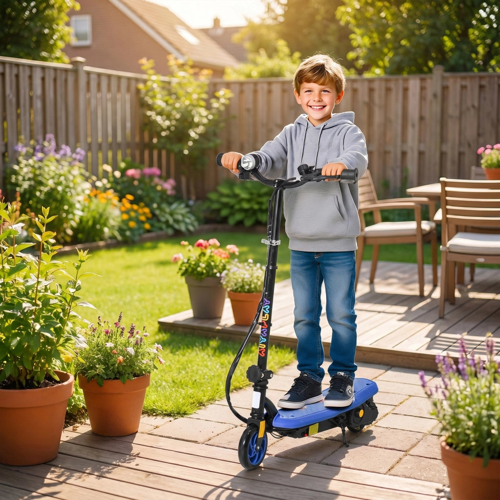 Monopattino Elettrico per Bambini ¨C zephmum ¨C Pieghevole con LED, 7-14 Anni, 12 km/h, Blu