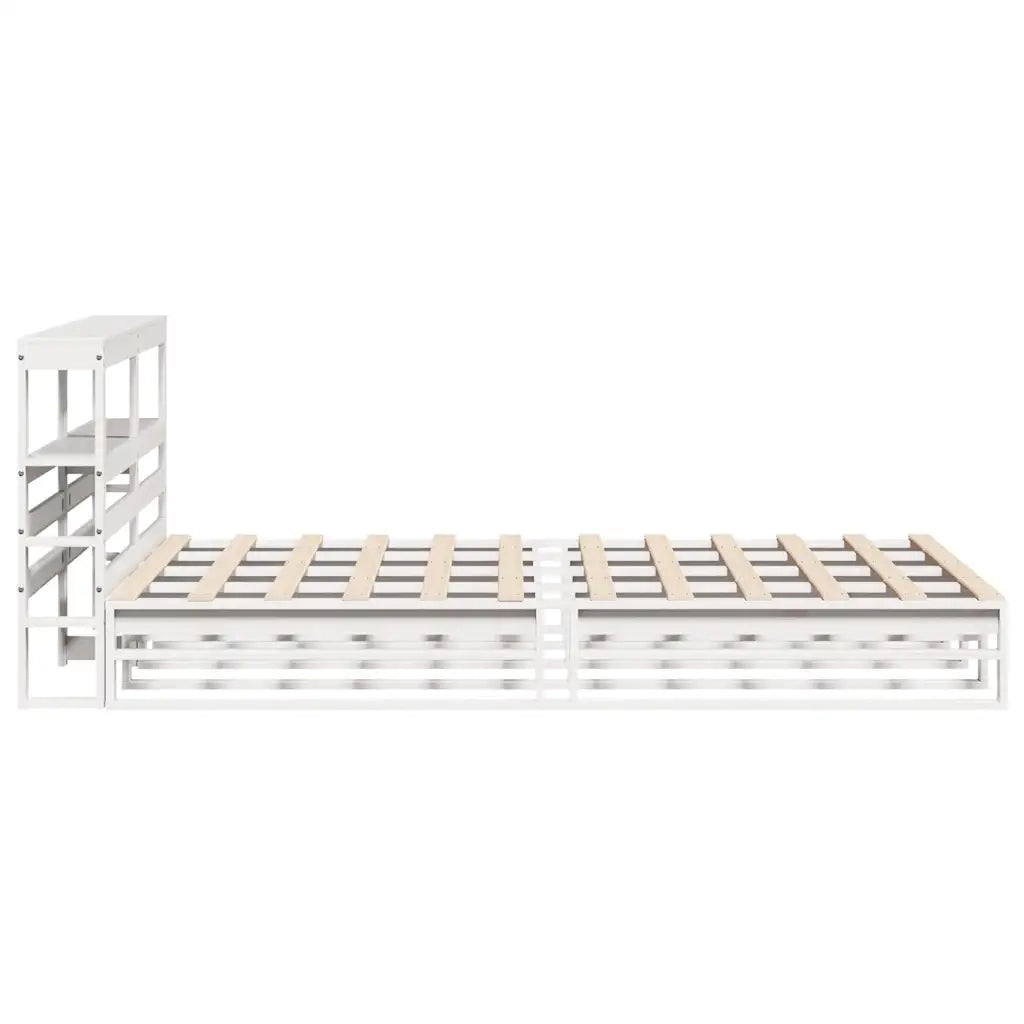 Giroletto con Testiera Bianco 120x200 cm Legno Massello di Pino 3306493