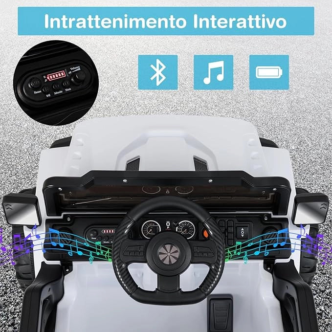 12V Macchina Elettrica per Bambini, Auto con Telecomando Luci LED Musica Clacson, 3 Velocità e 2 Motori, Veicolo Elettrico per Bambini 3+ Anni (Bianco)