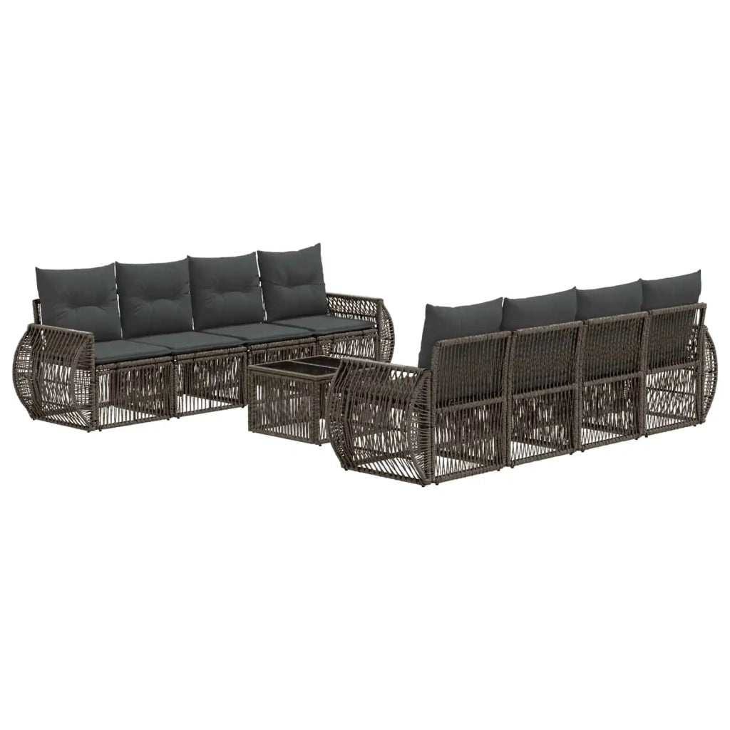 Set Divano da Giardino 9 pz Grigio polyrattan 3435362