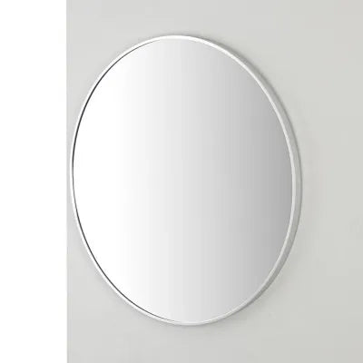 Specchio bagno 80 cm con cornice argento e installazione a parete