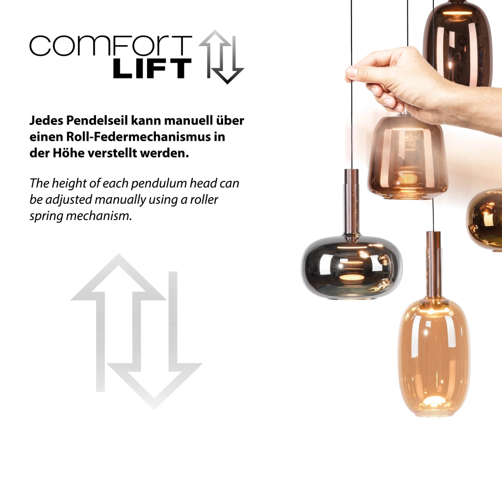 Lampadario rotondo Art Déco 5 luci LED Paul Neuhaus