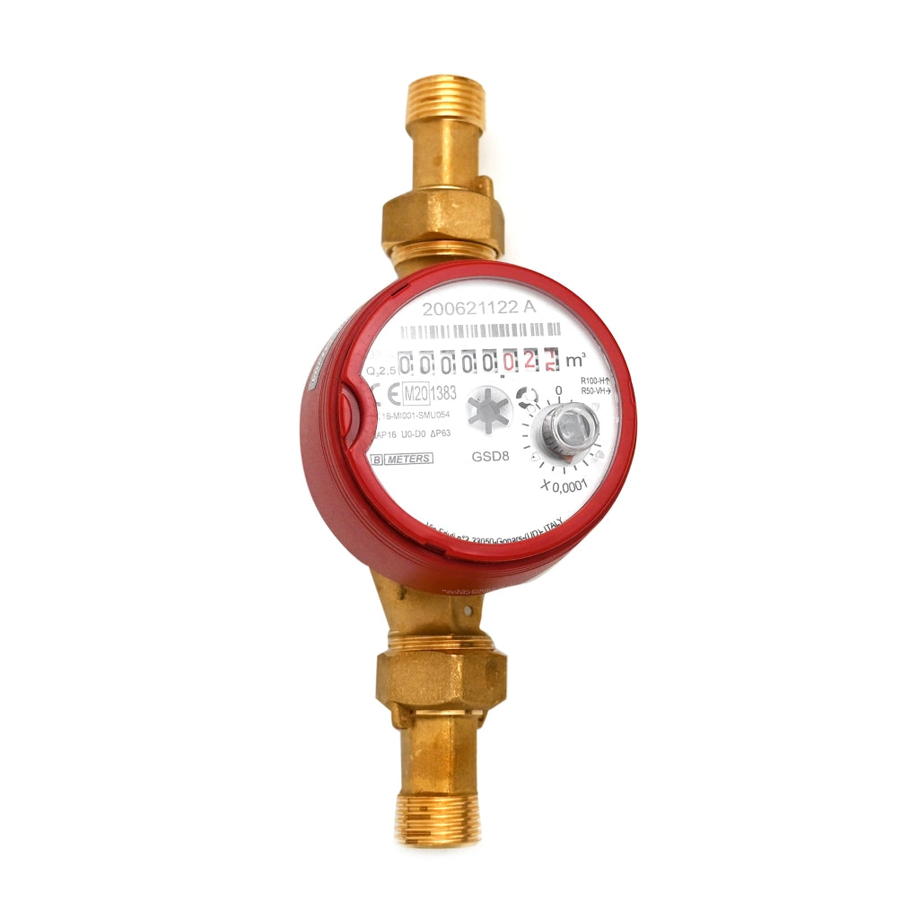 CONTATORE PER ACQUA CALDA 90  ° QUADRANTE ASCIUTTO- Diam. 20 - 3/4 L. 130- METER- pezzi 1