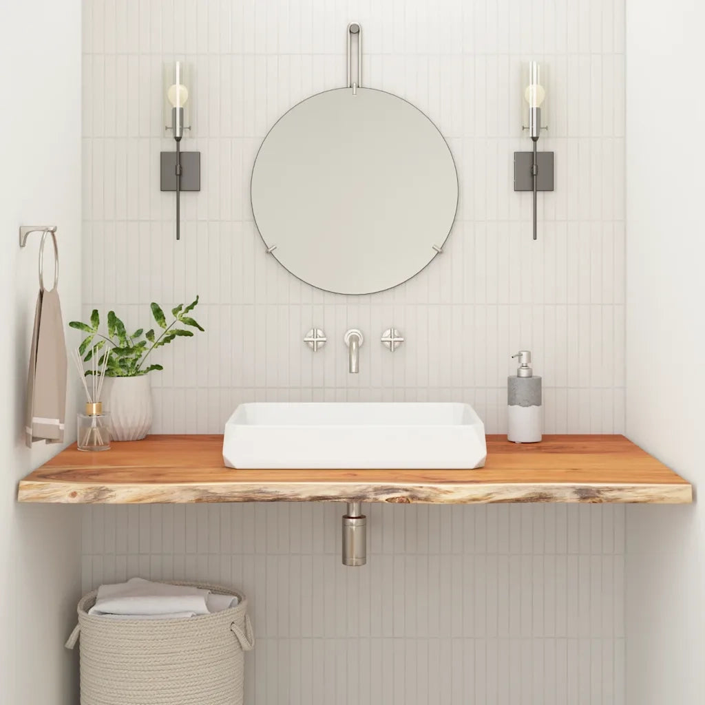 Piano Bagno 90x60x2,5 cm Rettangolare Legno Massello di Acacia 370261