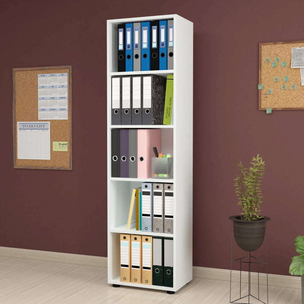 Libreria 'Vara' Altezza: 178 cm Scaffale a Terra con 5 Scomparti Aperti - Bianco [en.casa]