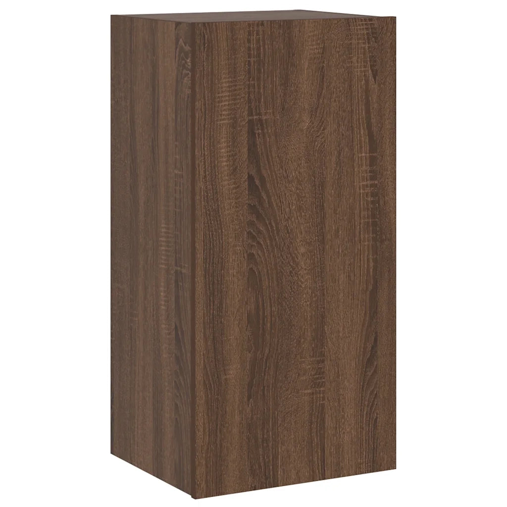 Mobile TV a Parete con Luci LED Rovere Marrone 40,5x35x80 cm