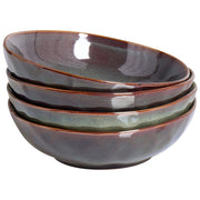 Set di 4 piatti fondi fatti a mano con finitura smalto reattivo Verde scuro Cucina Sala da pranzo
