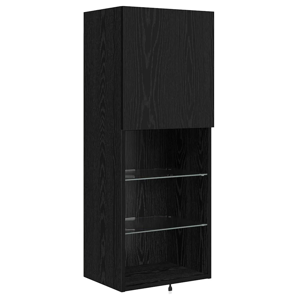 Mobile Porta TV a Muro 4 pz-Credenza per TV Rovere Nero Legno multistrato
