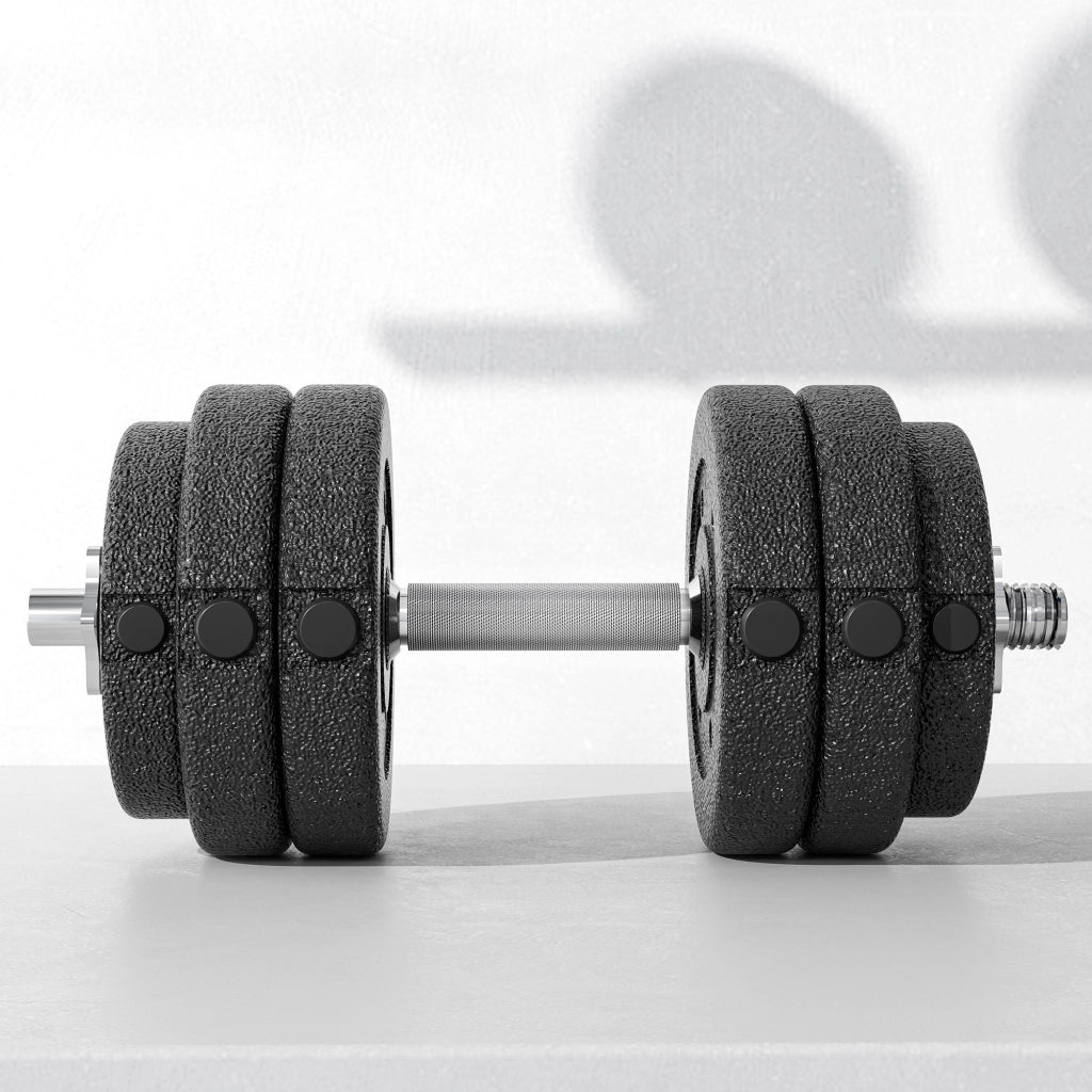Set Pesi Manubri da 30 kg con 12 Dischi in Acciaio e Sabbia Nero
