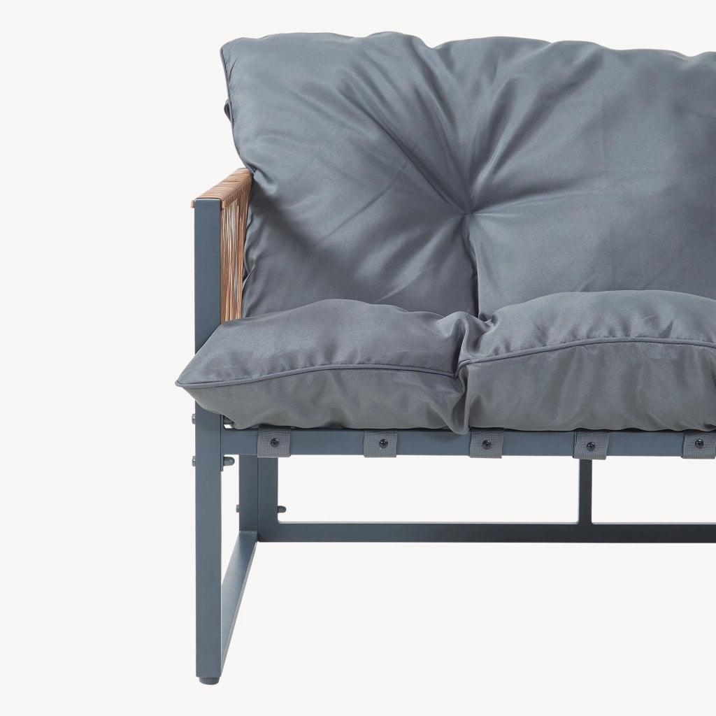 Set Salottino per Esterno Karg Divano Modulare a 3 pezzi e Tavolino con Piano in SPC Rovere Mobili da Giardino - Grigio Scuro / Rattan casa.pro
