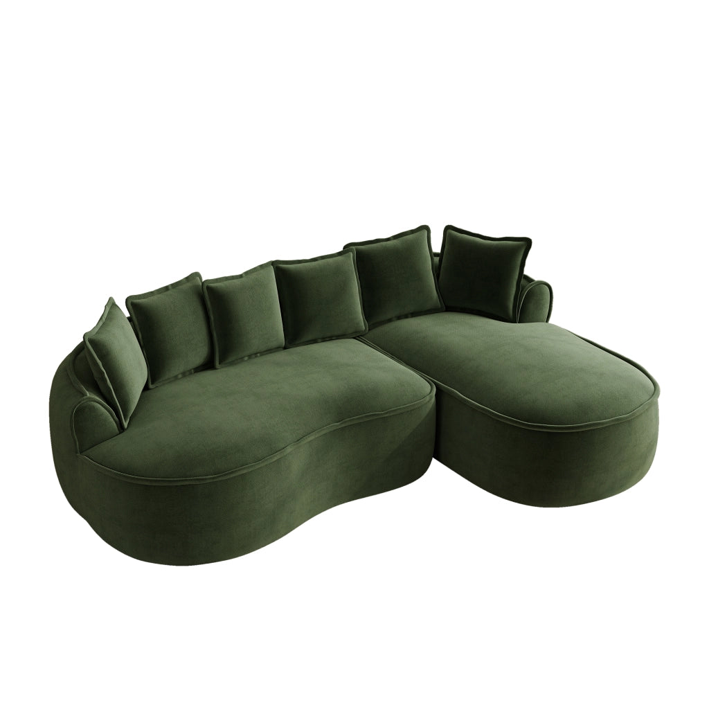 Divano modulare senza struttura con chaise longue profonda 122 cm; in ciniglia verde