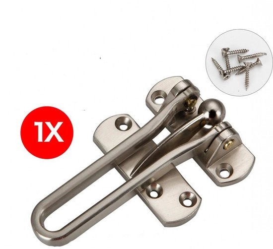 Supporto per porta - 100mm - Con materiale di fissaggio - Sicurezza di apertura - Sicurezza per porte - Rotante verso dentro e fuori - Cerniera per porta con maniglia oscillante - Cerniere per porte in argento - 1 Pezzo