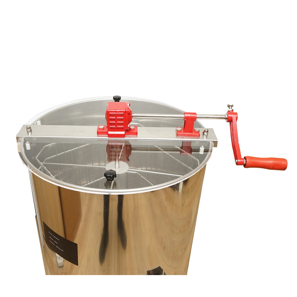 Centrifuga manuale apicola, estrattore di miele in acciaio inox con 4 telai.