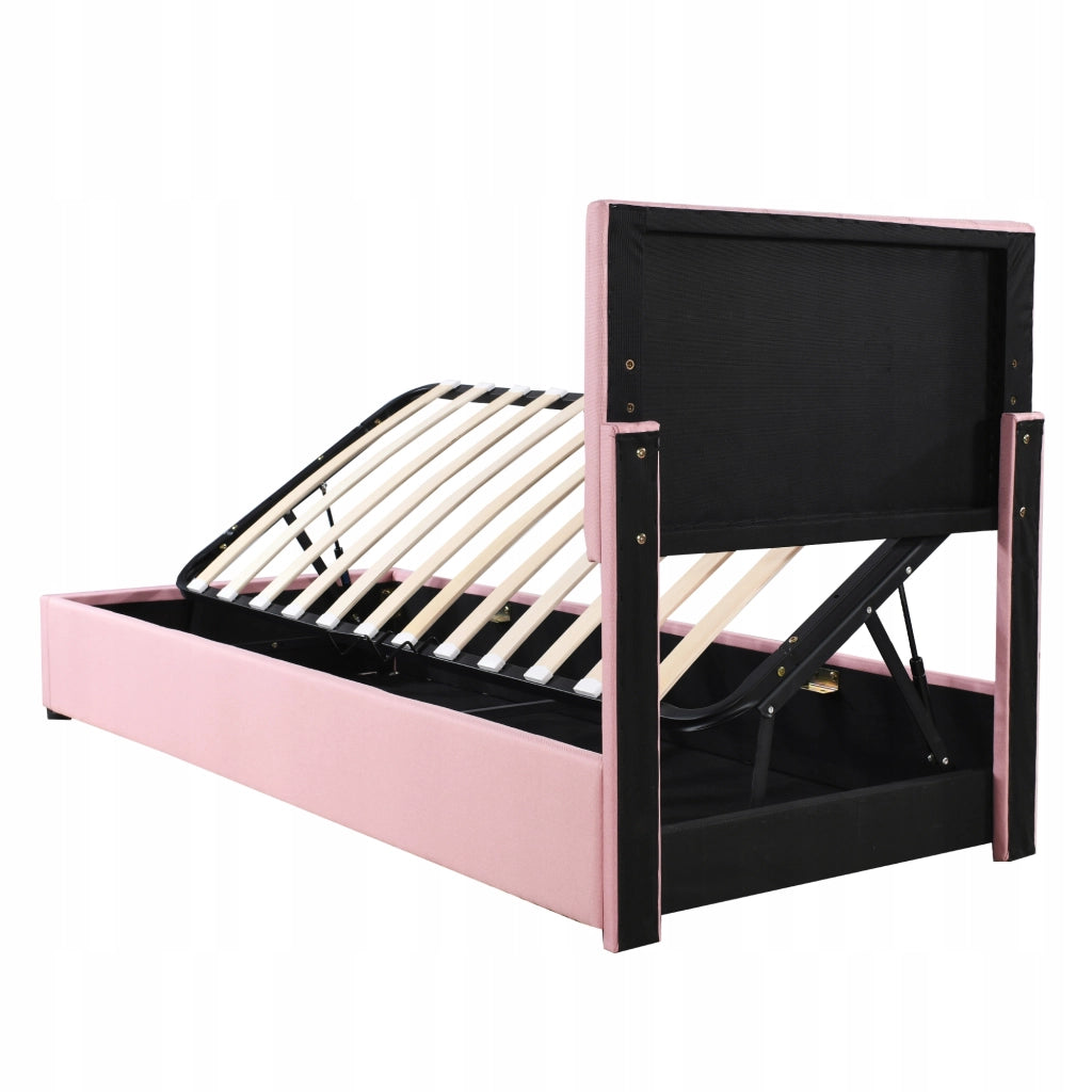 Letto singolo 90x200 - Xylo - Rosa - Con meccanismo idraulico