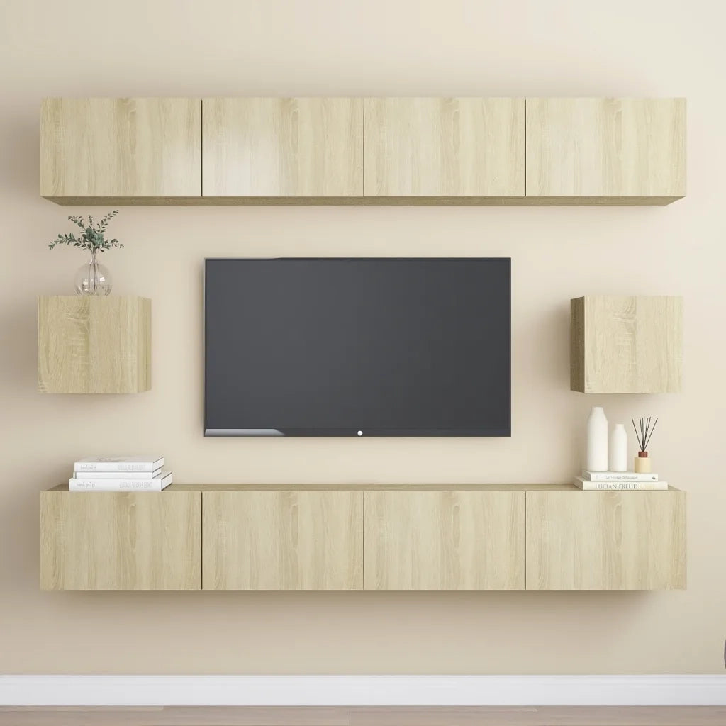 Set di Mobili Porta TV 6 pz Rovere Sonoma in Legno Multistrato 3078999