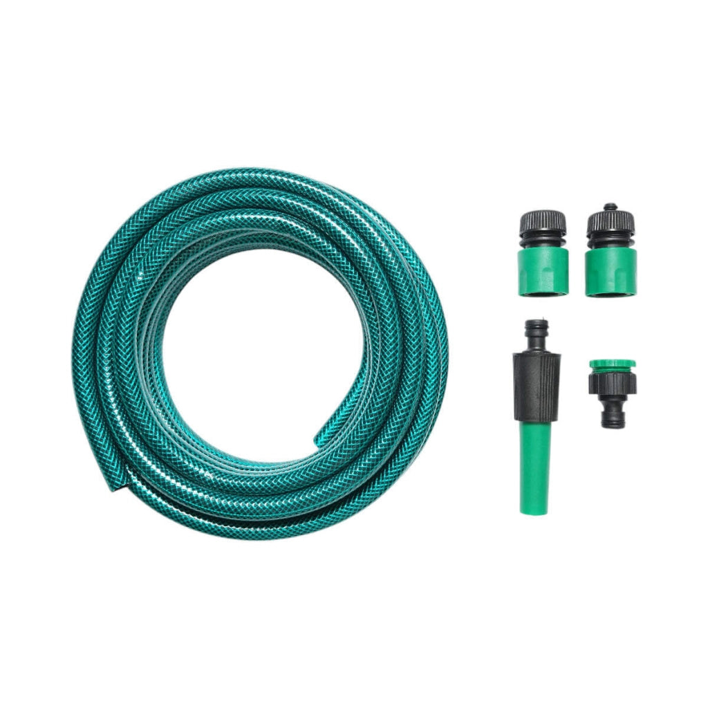 Set avvolgitubo da giardino 12mm x 7.5m con adattatore 3/4-1/2, connettori e ugello regolabile 1/2