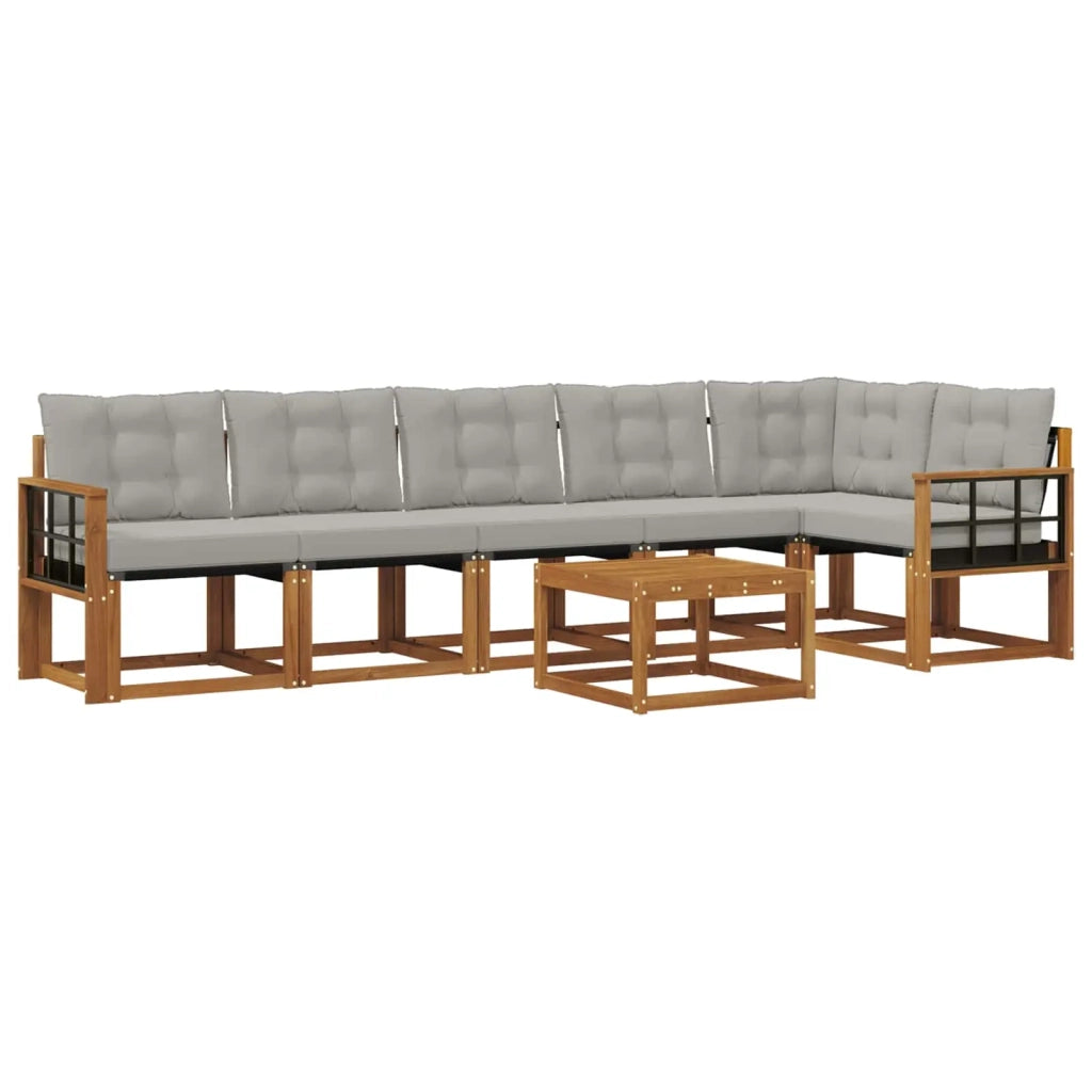 Set di divani da esterno 7 pcs Grigio Naturale e Chiaro 3368742