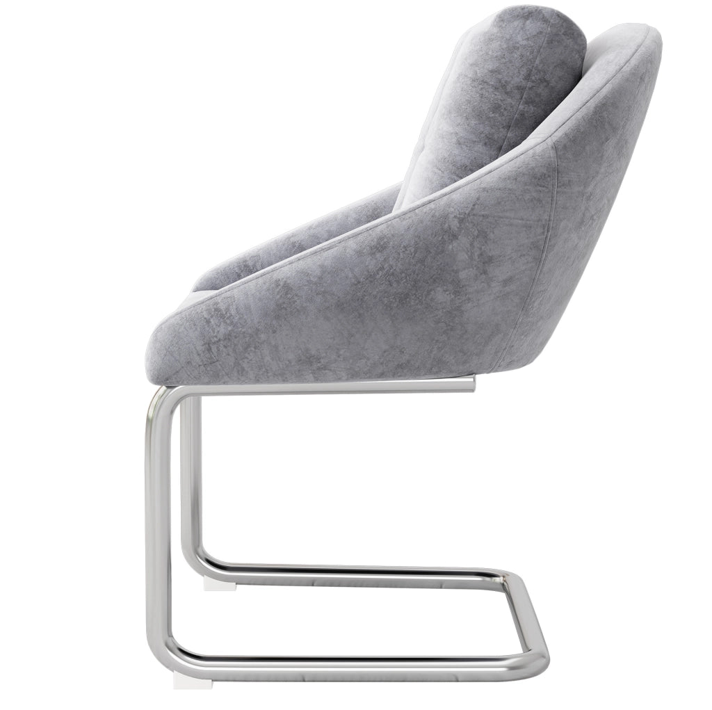 Set di 4 sedie in velluto con struttura in metallo; ergonomiche e confortevoli; grigio