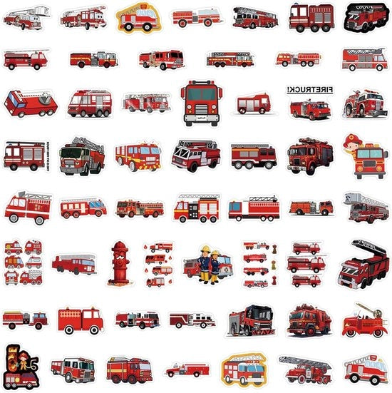 55 Sticker auto idrometalli - Adesivi per veicoli per decorazione tematica | Decorazione auto, laptop, skateboard, bottiglie d'acqua con tema auto pompieri