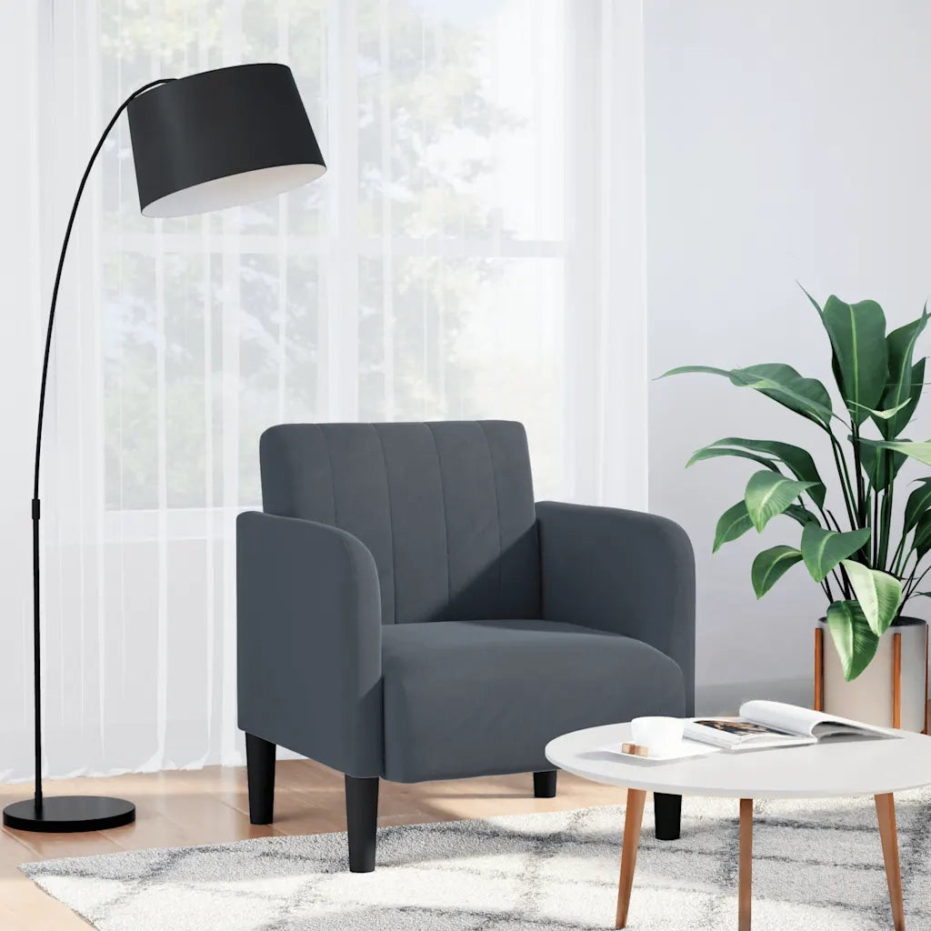 Divano Sedia con Braccioli Grigio Scuro 54 cm in Velluto 4100579