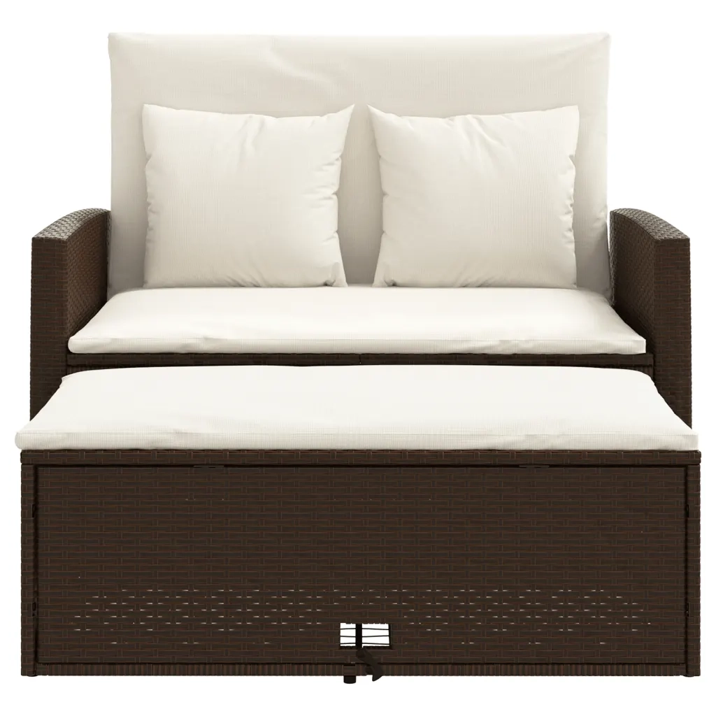Divano da Giardino a 2 Posti con Cuscini-Sofa da Giardino-Divano da esterno in Polyrattan Marrone 230209