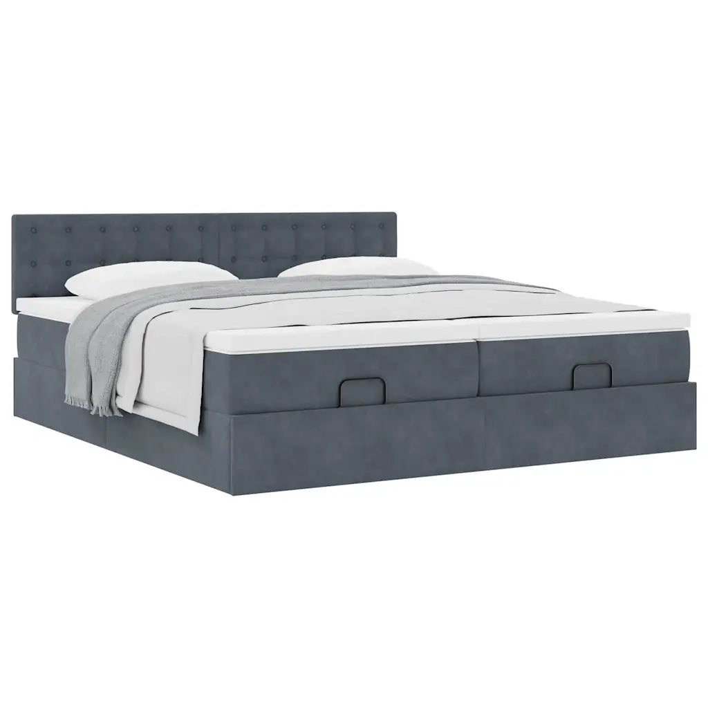 Struttura Letto Pouf con Materassi 200x200 cm Velluto 3312117