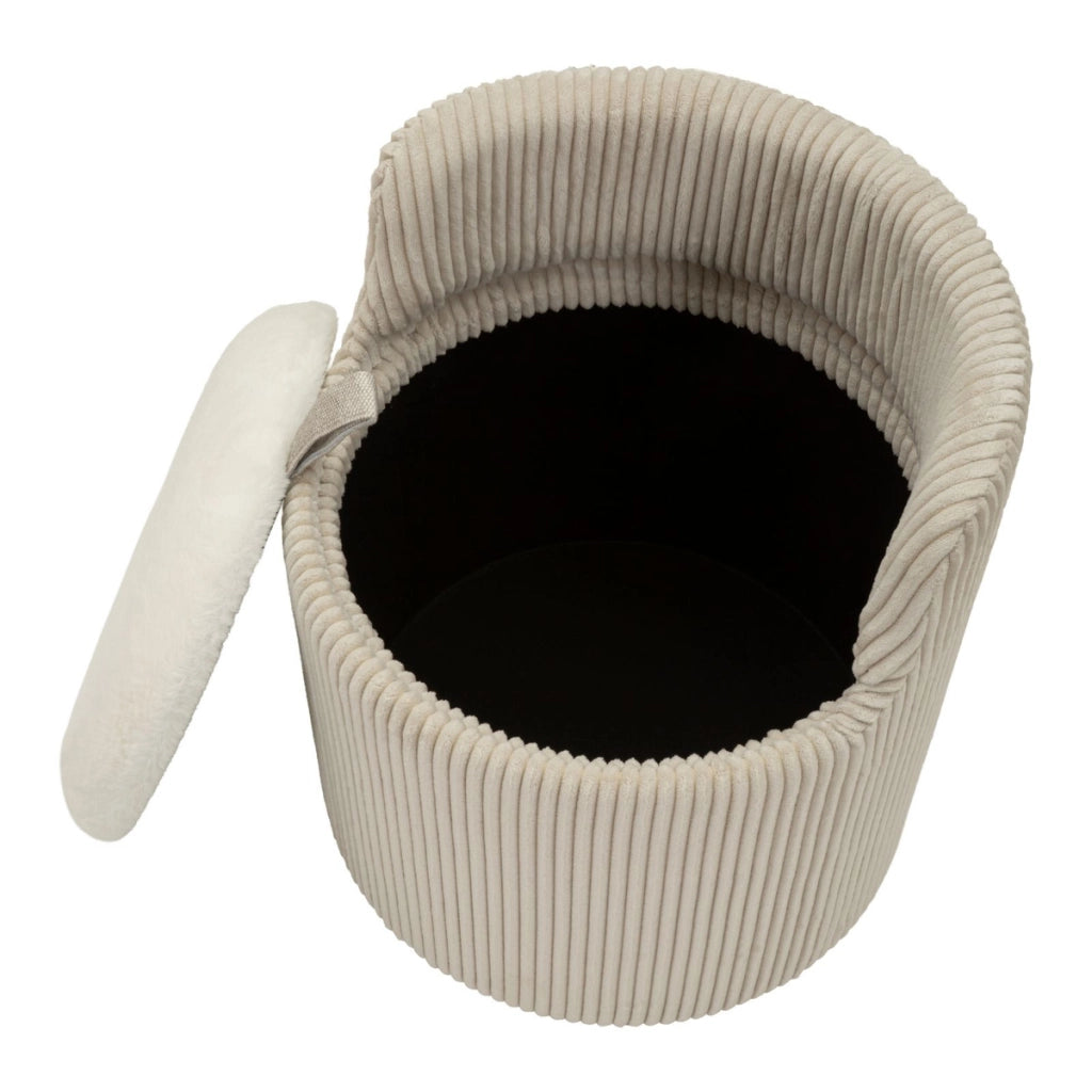 Pouf Dublino in tessuto bianco con contenitore